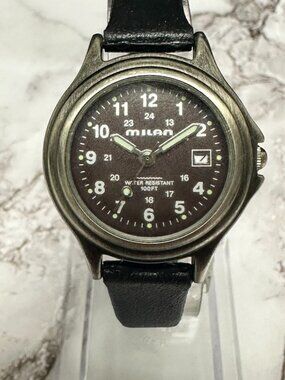 3/$30 Milan Watch Women Silver Tone Brown Dial Date Window New Battery 8"